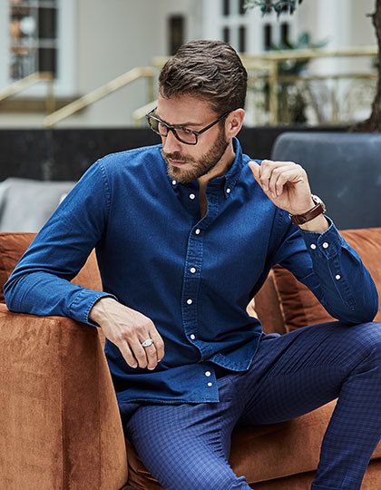 Koszule męskie z długim rękawem Men´s Casual Twill Shirt Tee